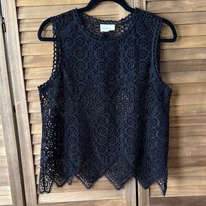 Deletta from Anthropologie- sleeveless sheer black lace Top